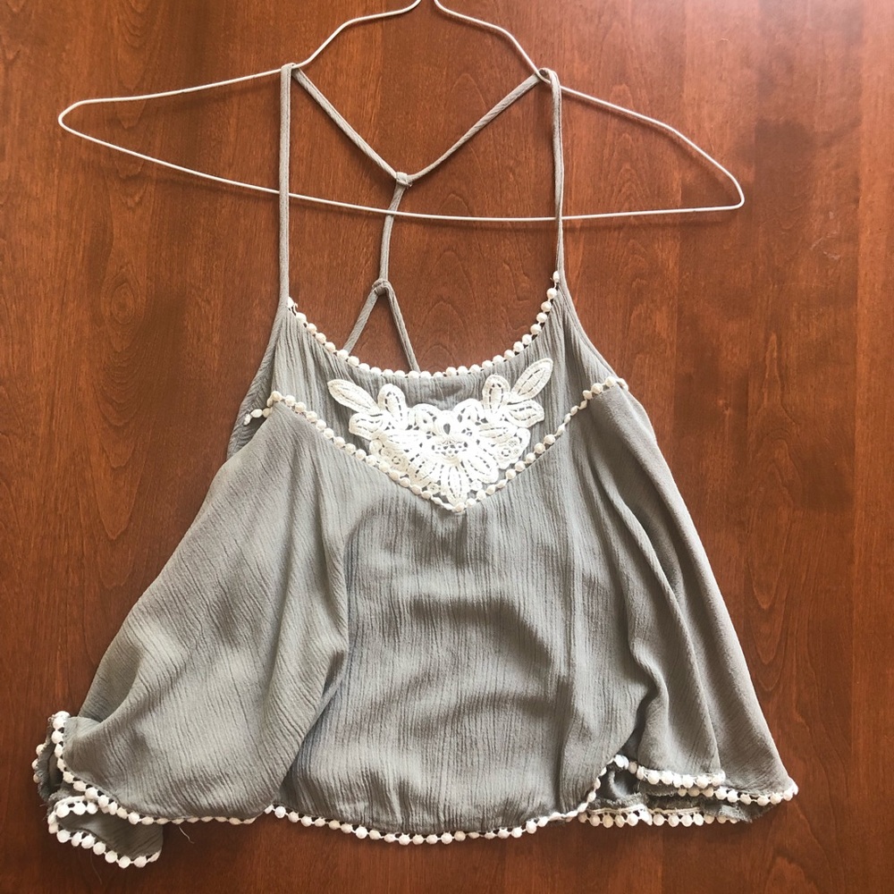 Cropped Flowy Tank Top - green